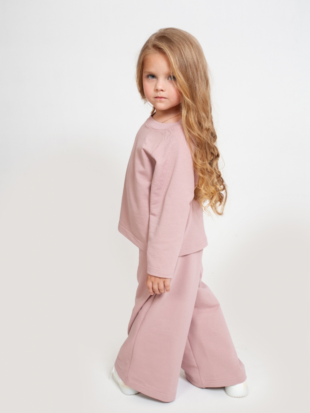 323-ПУ. Костюм детский Палаццо, пудра, 70% хлопок ,25% ПЭ, 5% лайкра, футер 2-х нитка без начеса,, размеры 86,92,98,104,110,116