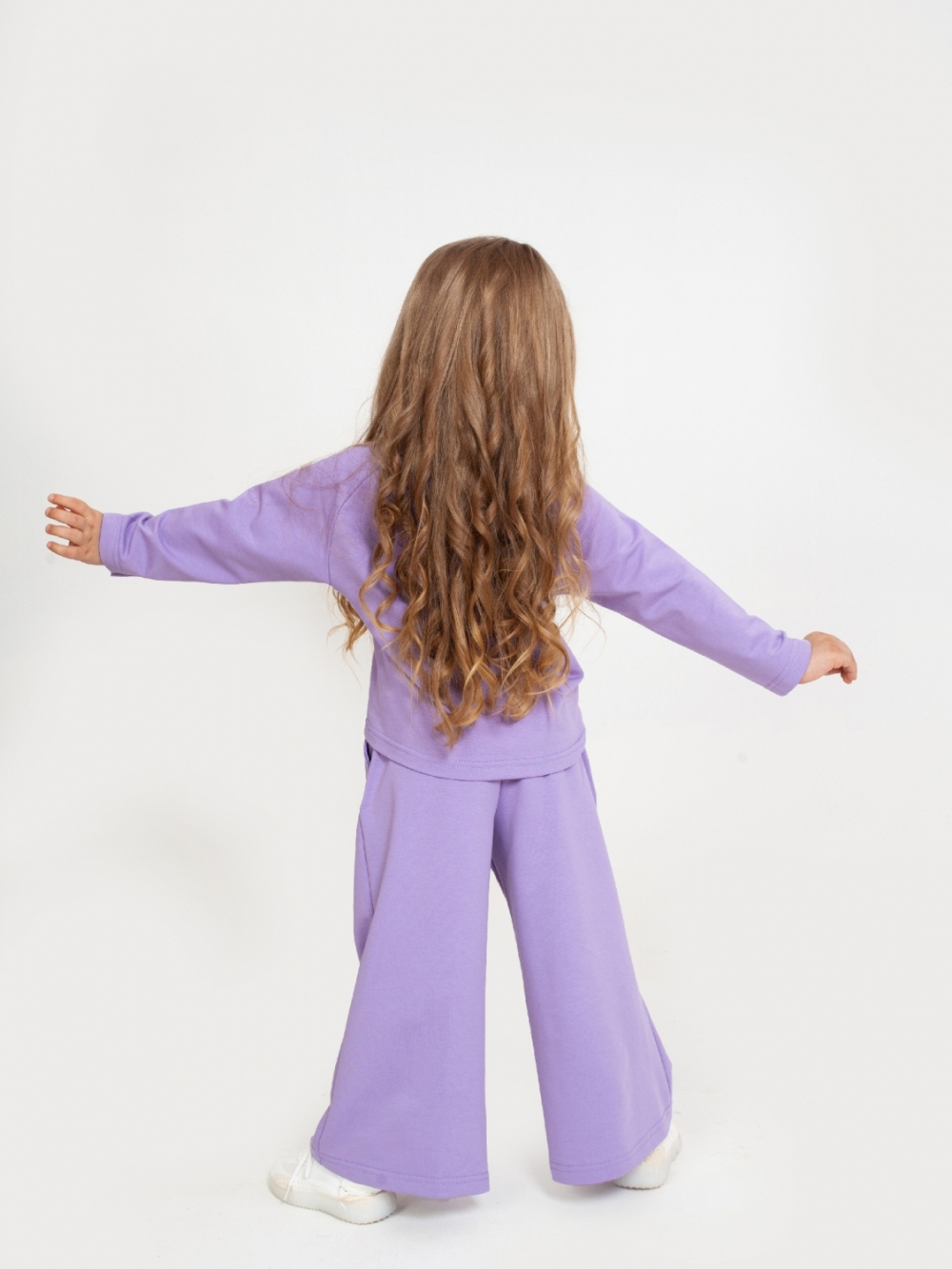323-Л. Костюм детский Палаццо, лиловый, хлопок 70%, 25% ПЭ, 5% лайкра, футер 2-х нитка без начеса, размеры 86,92,98,104,110,116