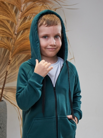 328-ИЗ. Костюм детский  на молнии, изумрудный, хлопок 65%, 35% ПЭ, 3-х нитка без начеса 98,104,110,116