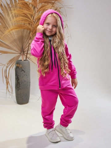 Купить оптом 328-Ф. Костюм детский  на молнии, фуксия, хлопок 65%, 35% ПЭ, 3-х нитка без начеса 80,86,92 в Керчи