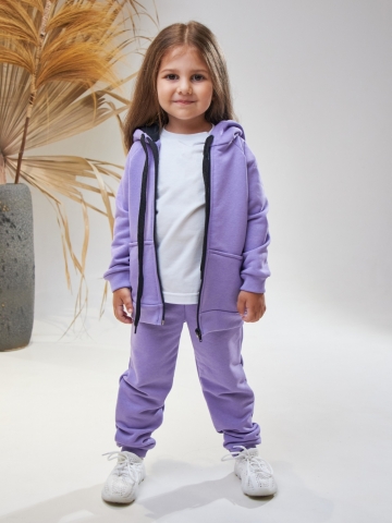 328-Л. Костюм детский  на молнии, лиловый, хлопок 65%, 35% ПЭ, 3-х нитка без начеса 80,86,92