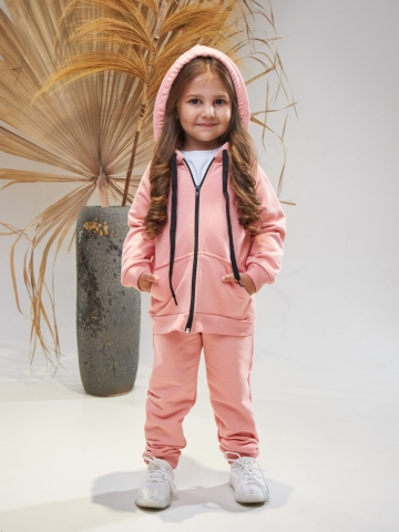 328-ПЕР. Костюм детский  на молнии, персик, хлопок 65%, 35% ПЭ, 3-х нитка без начеса 80,86,92